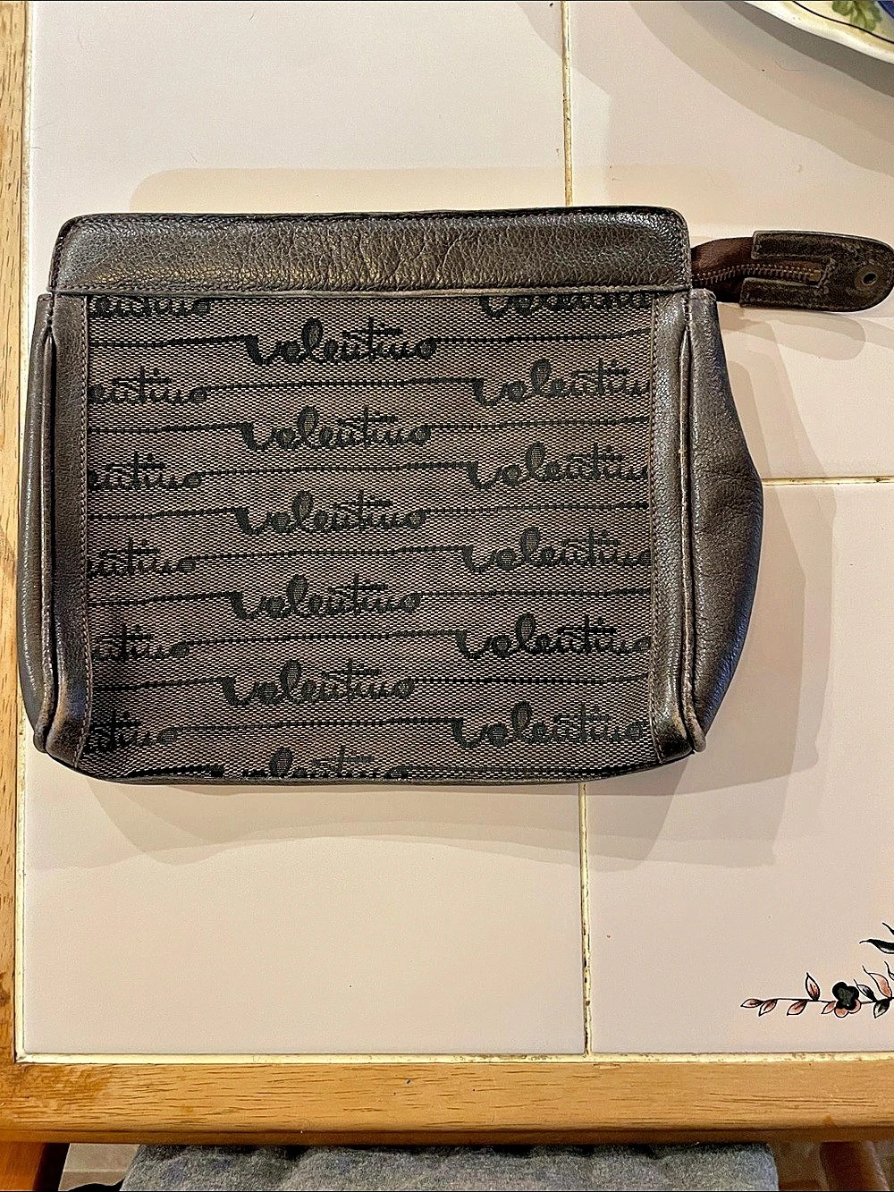 Valentino Patterned Wristlet in Black & Brown
